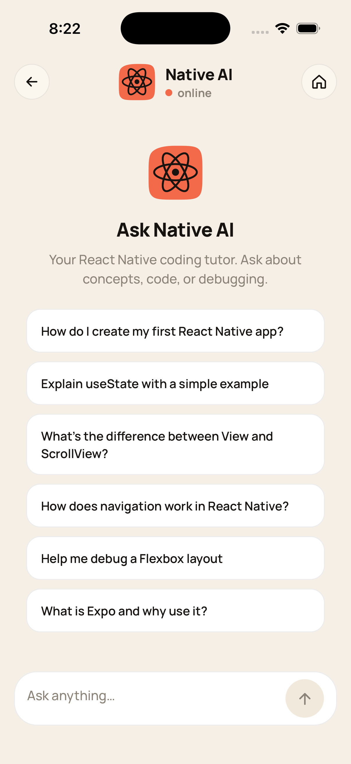 Master React Native app screen