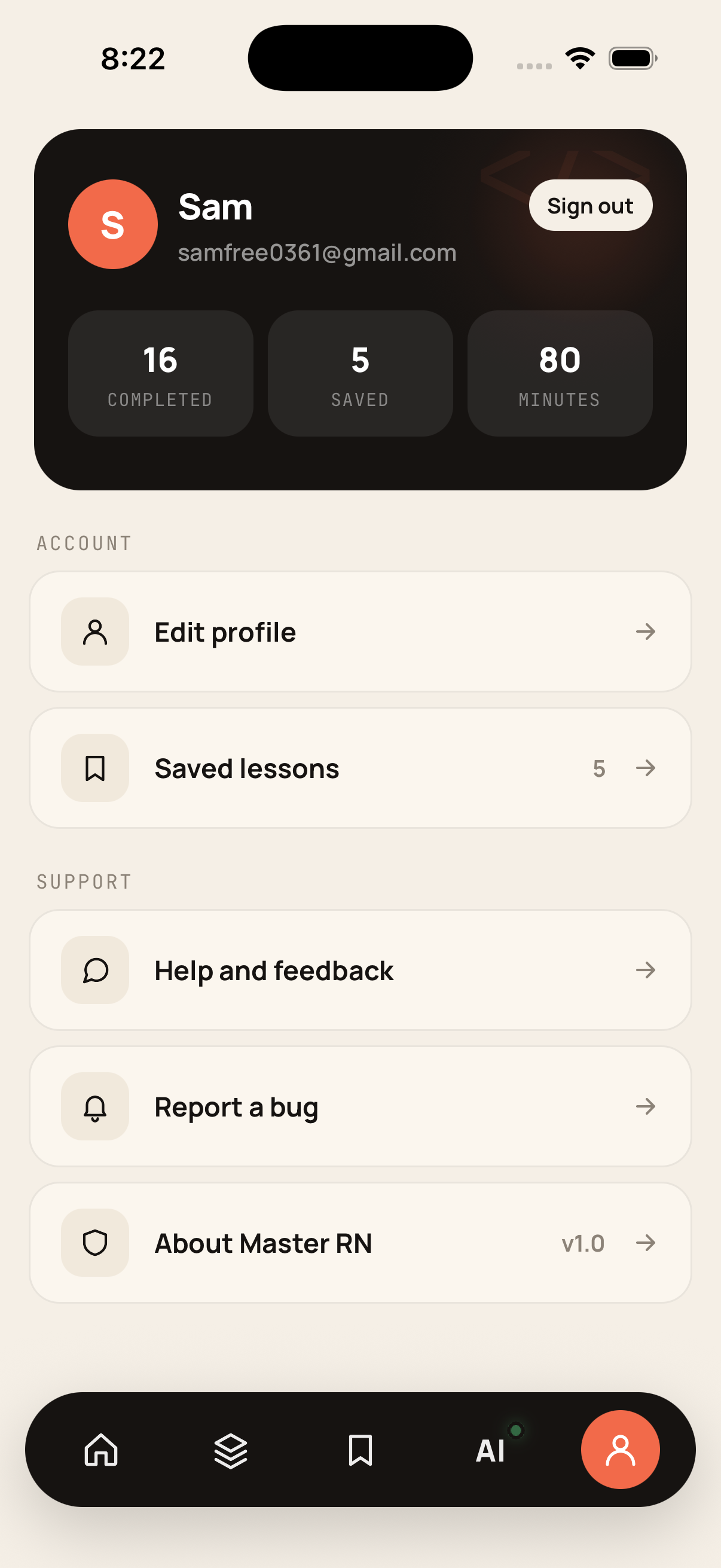 Master React Native app screen